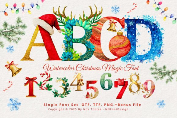 Watercolor Christmas Magic Font
